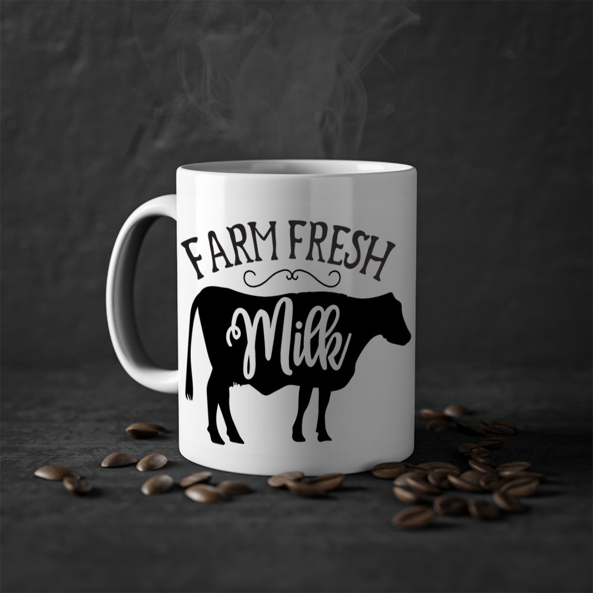 Farm Fresh Milk 101# Mug with two-tone design, available in multiple colors and sizes, featuring a glossy finish and easy-grip handle.