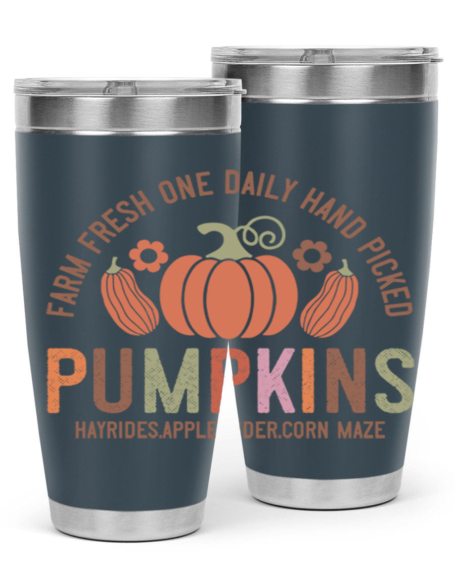 A vibrant display of hand-picked pumpkins, apple cider, and a corn maze, showcasing the essence of autumn festivities.