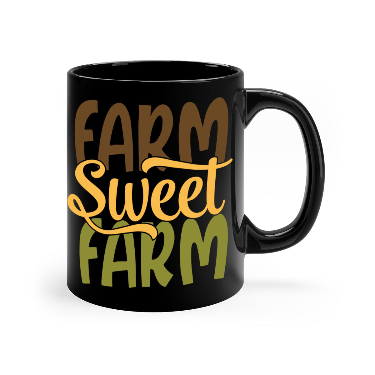 Farm Sweet Farm 12# Mug featuring a two-tone design with a colored handle and glossy finish, available in multiple colors.