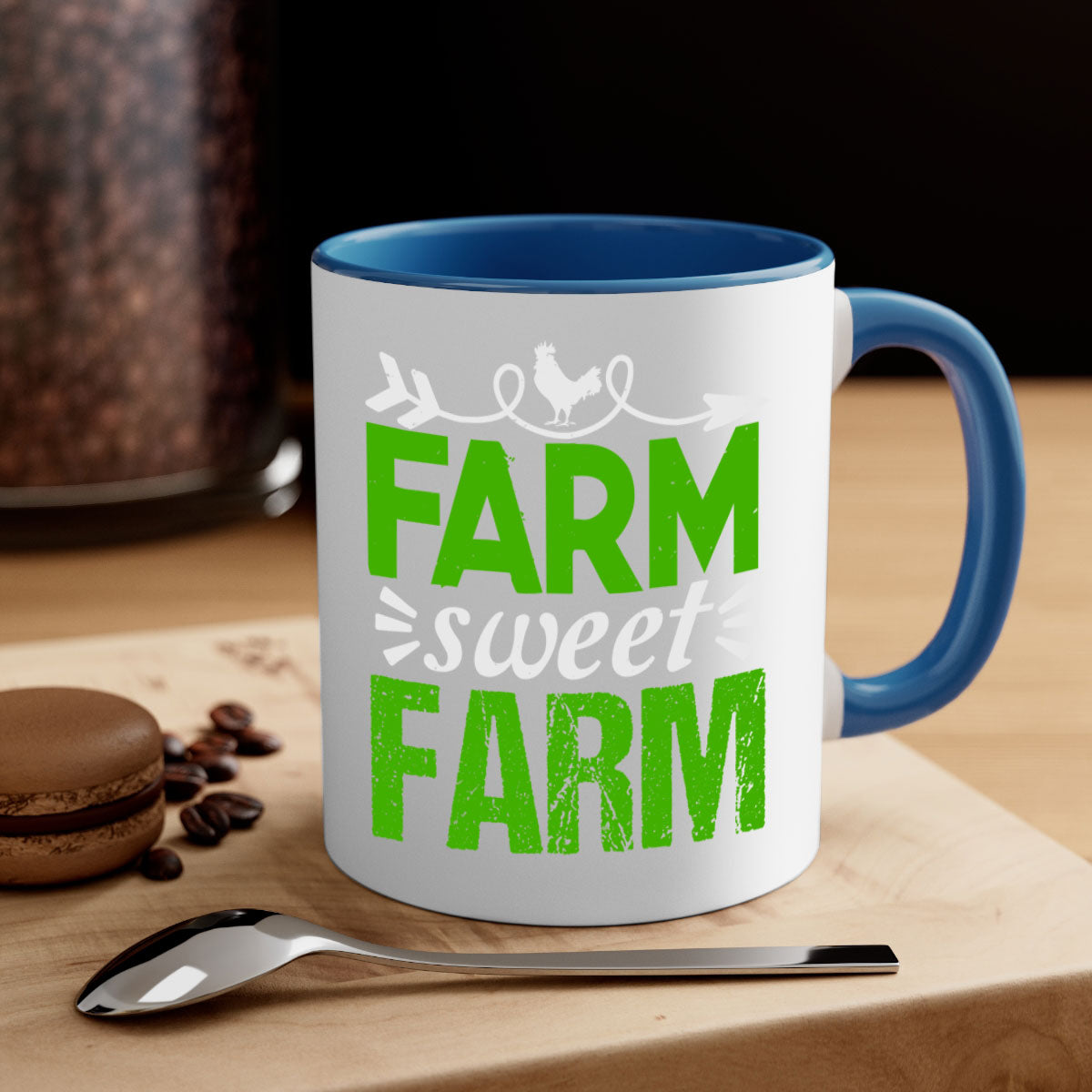 Farm Sweet Farm 67# Mug featuring a glossy finish with a colored handle and interior, available in multiple colors.