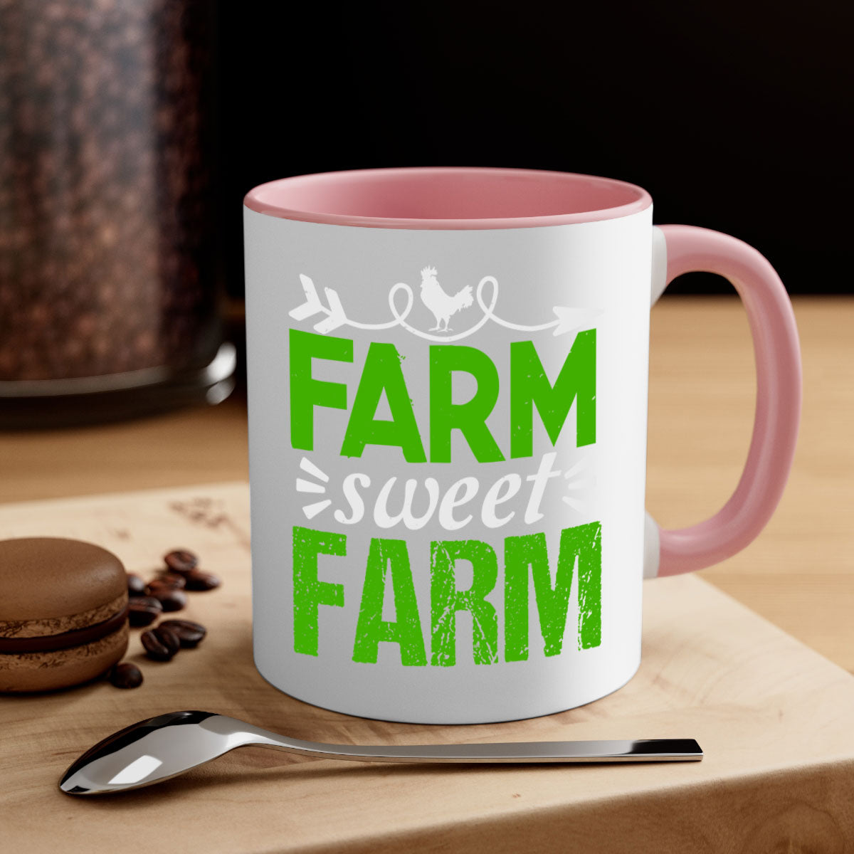 Farm Sweet Farm 67# Mug featuring a glossy finish with a colored handle and interior, available in multiple colors.