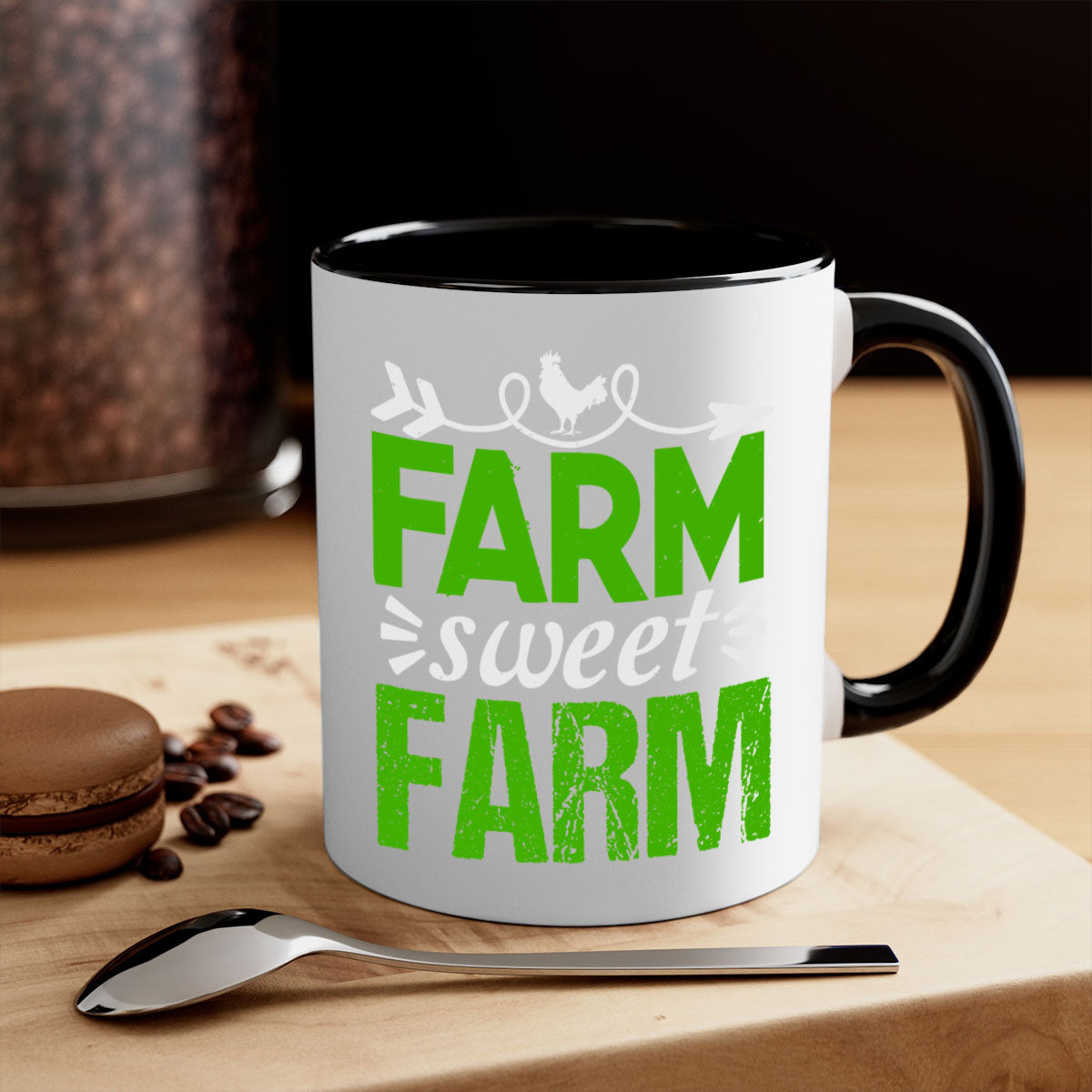 Farm Sweet Farm 67# Mug featuring a glossy finish with a colored handle and interior, available in multiple colors.