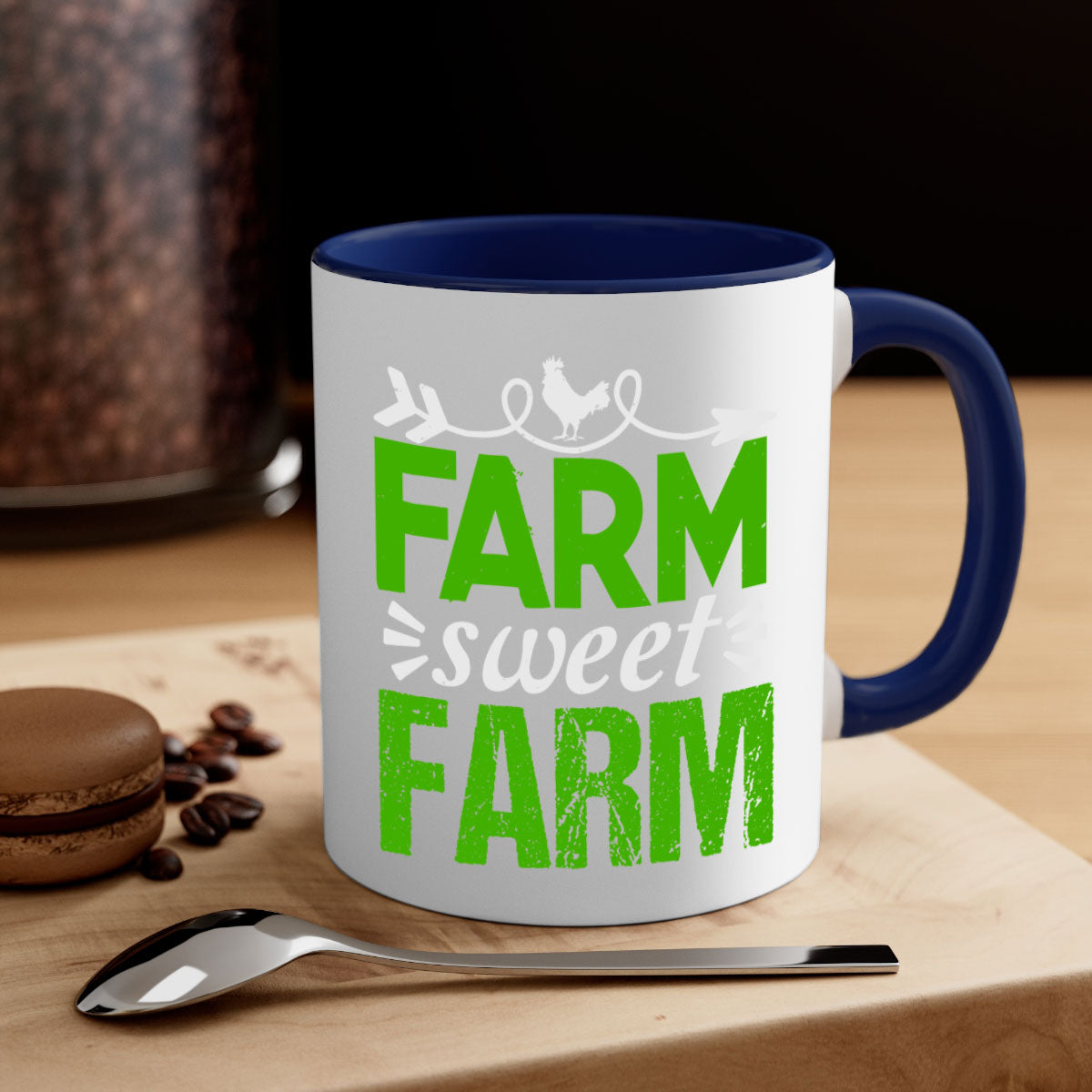 Farm Sweet Farm 67# Mug featuring a glossy finish with a colored handle and interior, available in multiple colors.