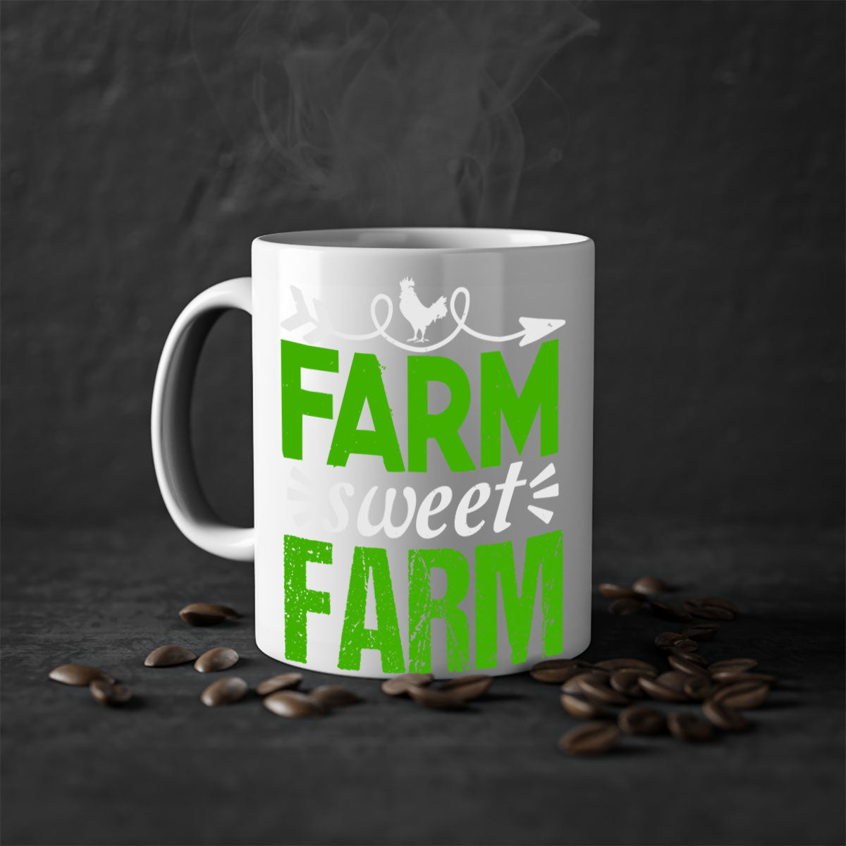 Farm Sweet Farm 67# Mug featuring a glossy finish with a colored handle and interior, available in multiple colors.