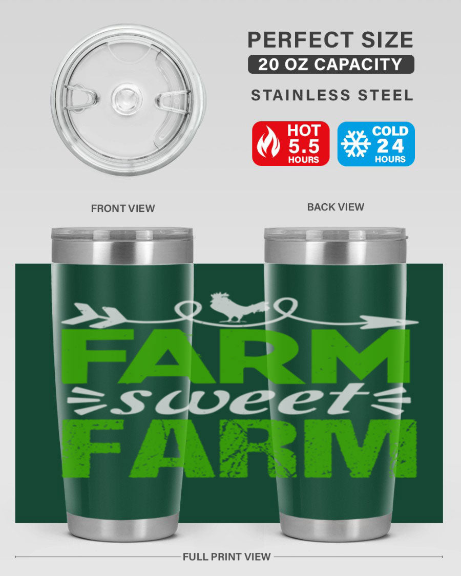 Farm Sweet Farm 67# Tumbler, a 20oz double wall vacuum stainless steel tumbler with a vibrant print, designed for hot and cold beverages.