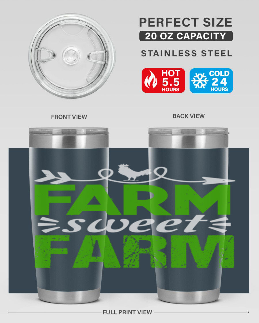 Farm Sweet Farm 67# Tumbler, a 20oz double wall vacuum stainless steel tumbler with a vibrant print, designed for hot and cold beverages.
