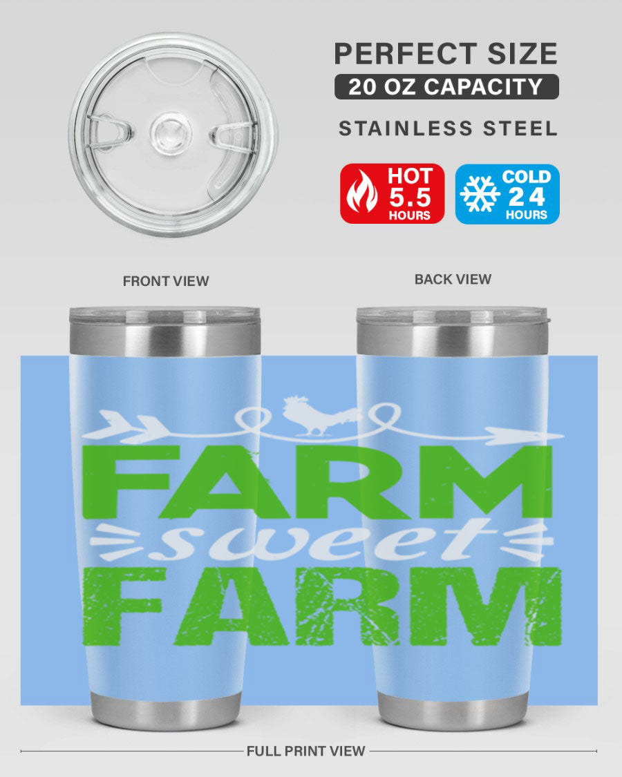 Farm Sweet Farm 67# Tumbler, a 20oz double wall vacuum stainless steel tumbler with a vibrant print, designed for hot and cold beverages.