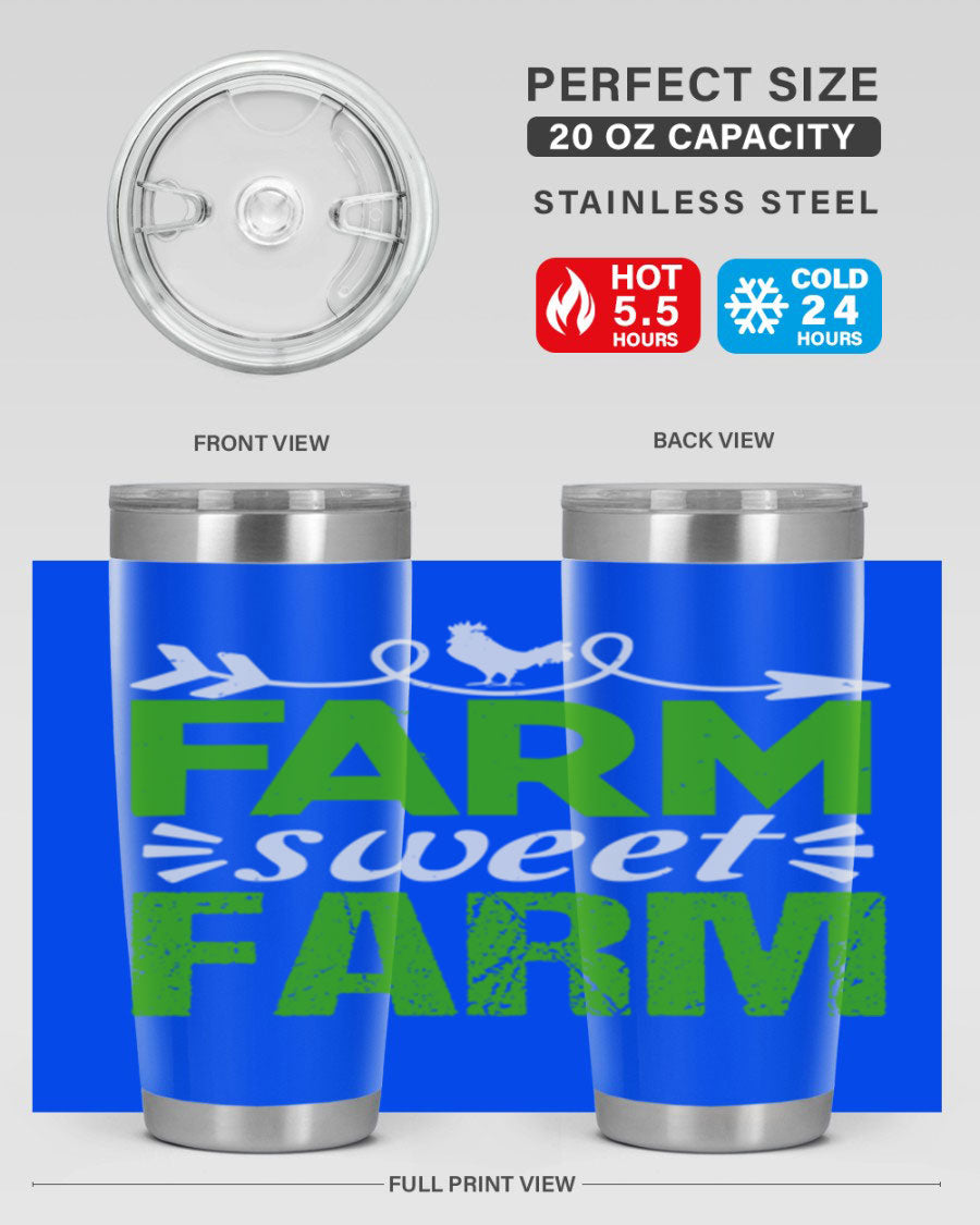 Farm Sweet Farm 67# Tumbler, a 20oz double wall vacuum stainless steel tumbler with a vibrant print, designed for hot and cold beverages.