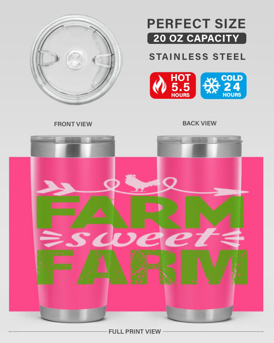 Farm Sweet Farm 67# Tumbler, a 20oz double wall vacuum stainless steel tumbler with a vibrant print, designed for hot and cold beverages.