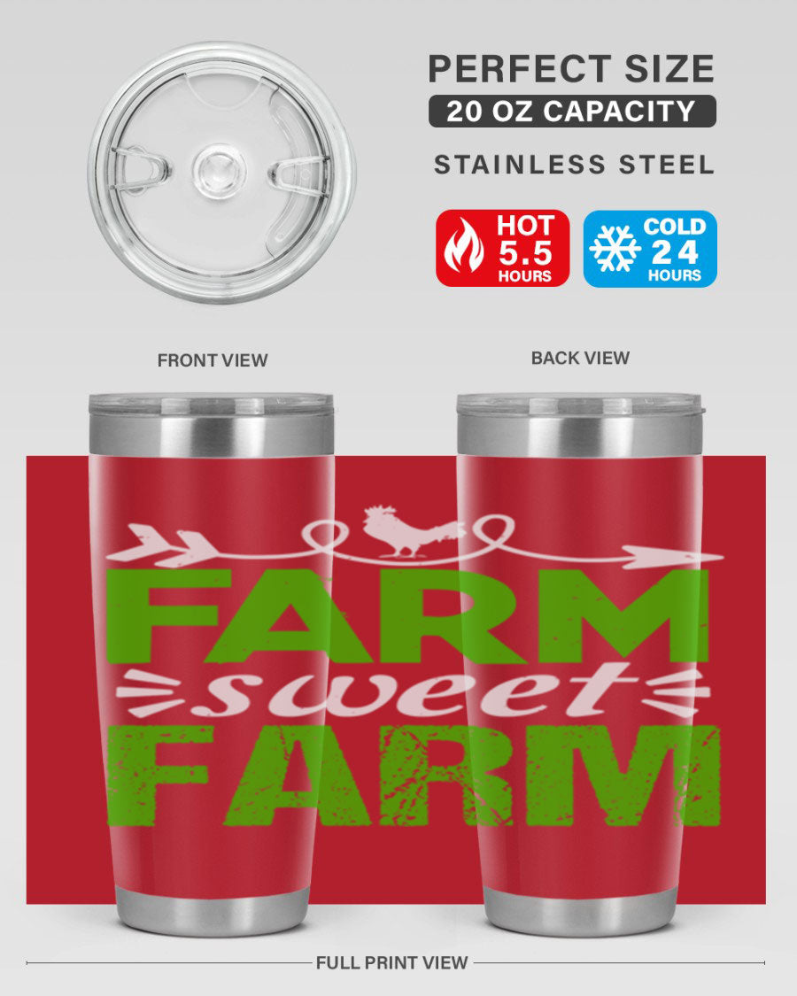Farm Sweet Farm 67# Tumbler, a 20oz double wall vacuum stainless steel tumbler with a vibrant print, designed for hot and cold beverages.