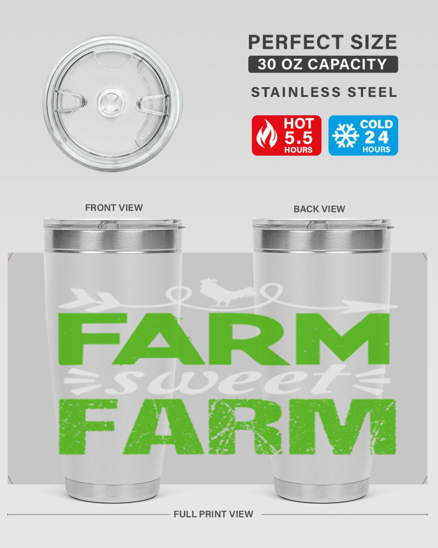 Farm Sweet Farm 67# Tumbler, a 20oz double wall vacuum stainless steel tumbler with a vibrant print, designed for hot and cold beverages.