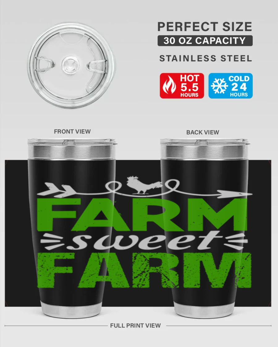 Farm Sweet Farm 67# Tumbler, a 20oz double wall vacuum stainless steel tumbler with a vibrant print, designed for hot and cold beverages.