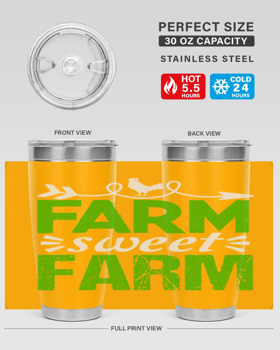 Farm Sweet Farm 67# Tumbler, a 20oz double wall vacuum stainless steel tumbler with a vibrant print, designed for hot and cold beverages.