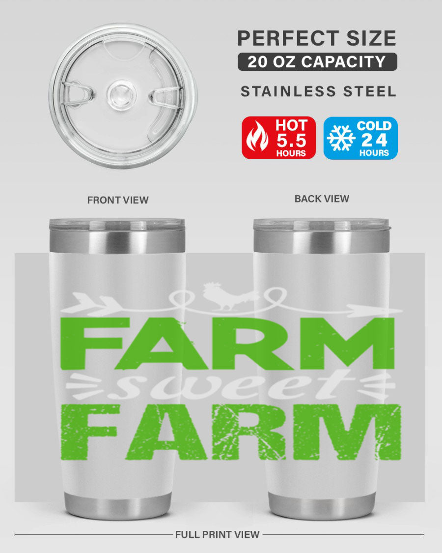 Farm Sweet Farm 67# Tumbler, a 20oz double wall vacuum stainless steel tumbler with a vibrant print, designed for hot and cold beverages.