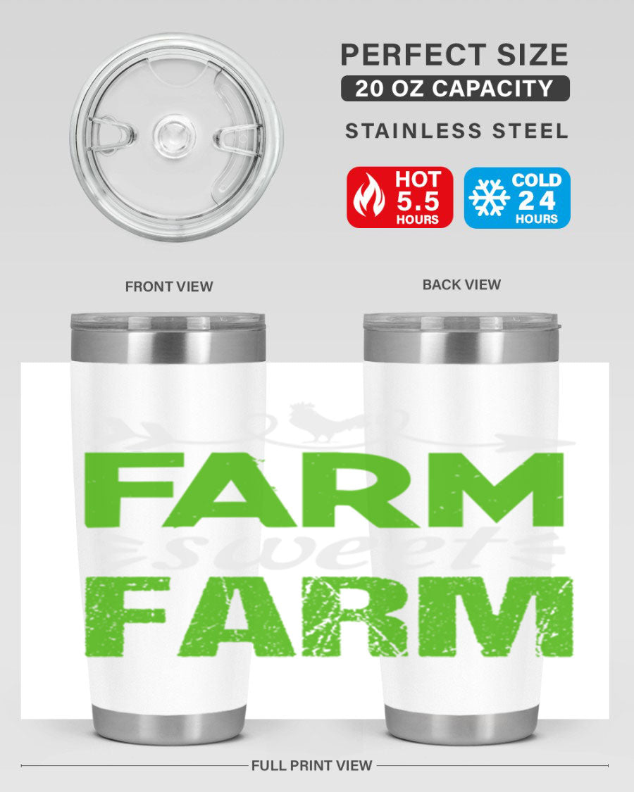 Farm Sweet Farm 67# Tumbler, a 20oz double wall vacuum stainless steel tumbler with a vibrant print, designed for hot and cold beverages.