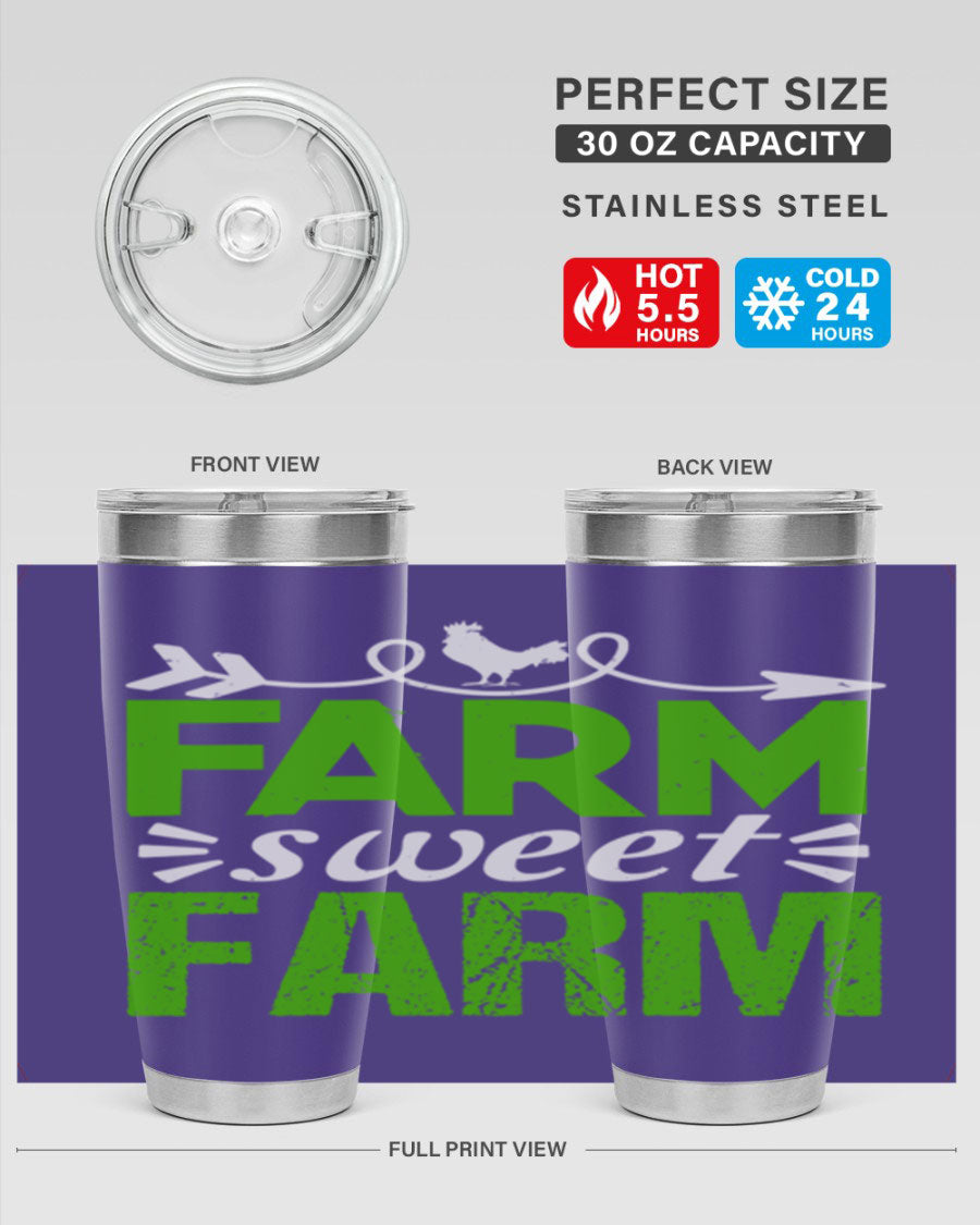 Farm Sweet Farm 67# Tumbler, a 20oz double wall vacuum stainless steel tumbler with a vibrant print, designed for hot and cold beverages.