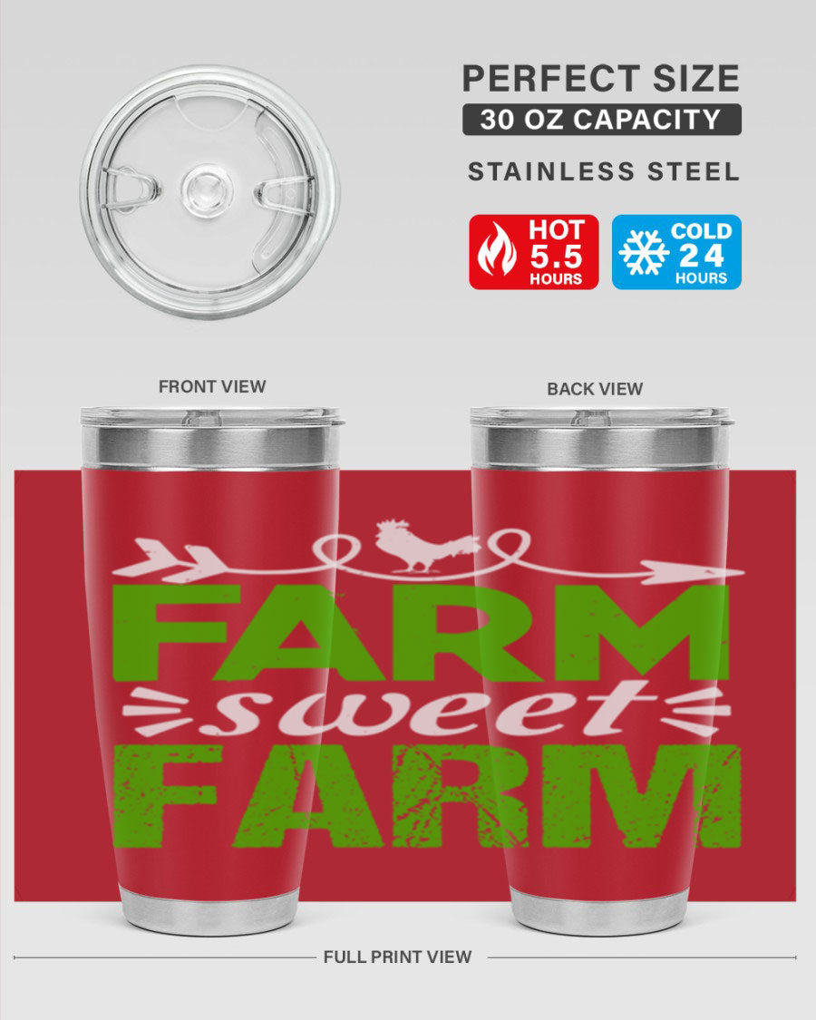 Farm Sweet Farm 67# Tumbler, a 20oz double wall vacuum stainless steel tumbler with a vibrant print, designed for hot and cold beverages.