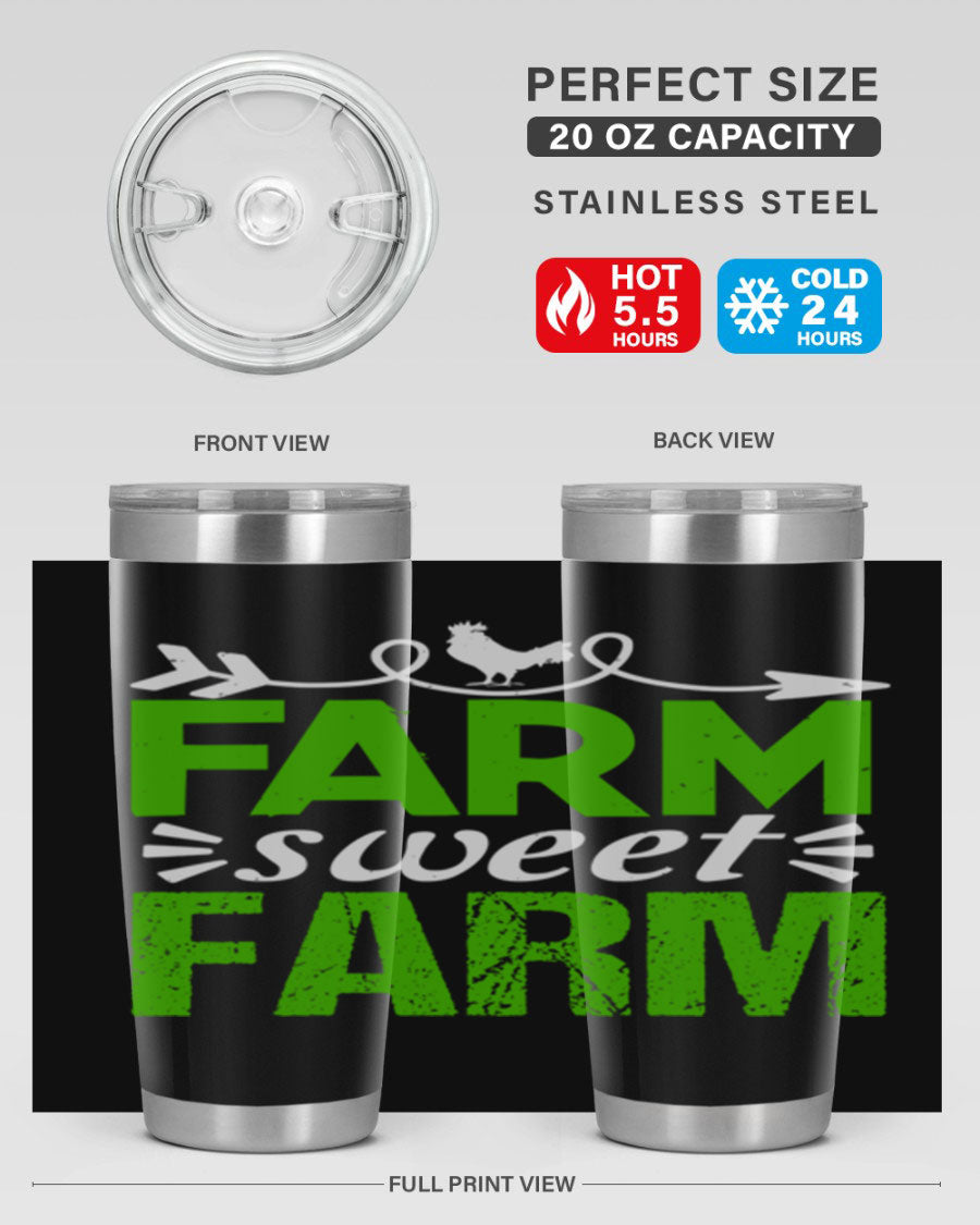 Farm Sweet Farm 67# Tumbler, a 20oz double wall vacuum stainless steel tumbler with a vibrant print, designed for hot and cold beverages.