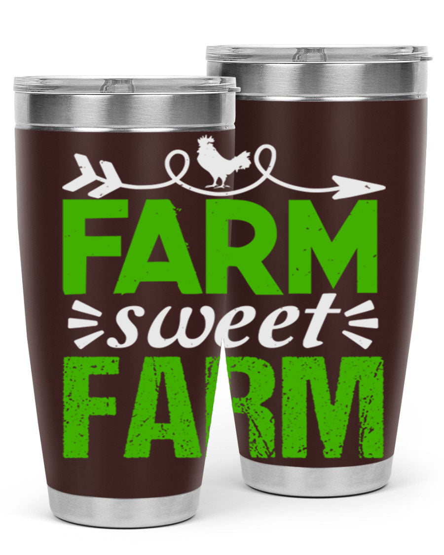 Farm Sweet Farm 67# Tumbler, a 20oz double wall vacuum stainless steel tumbler with a vibrant print, designed for hot and cold beverages.