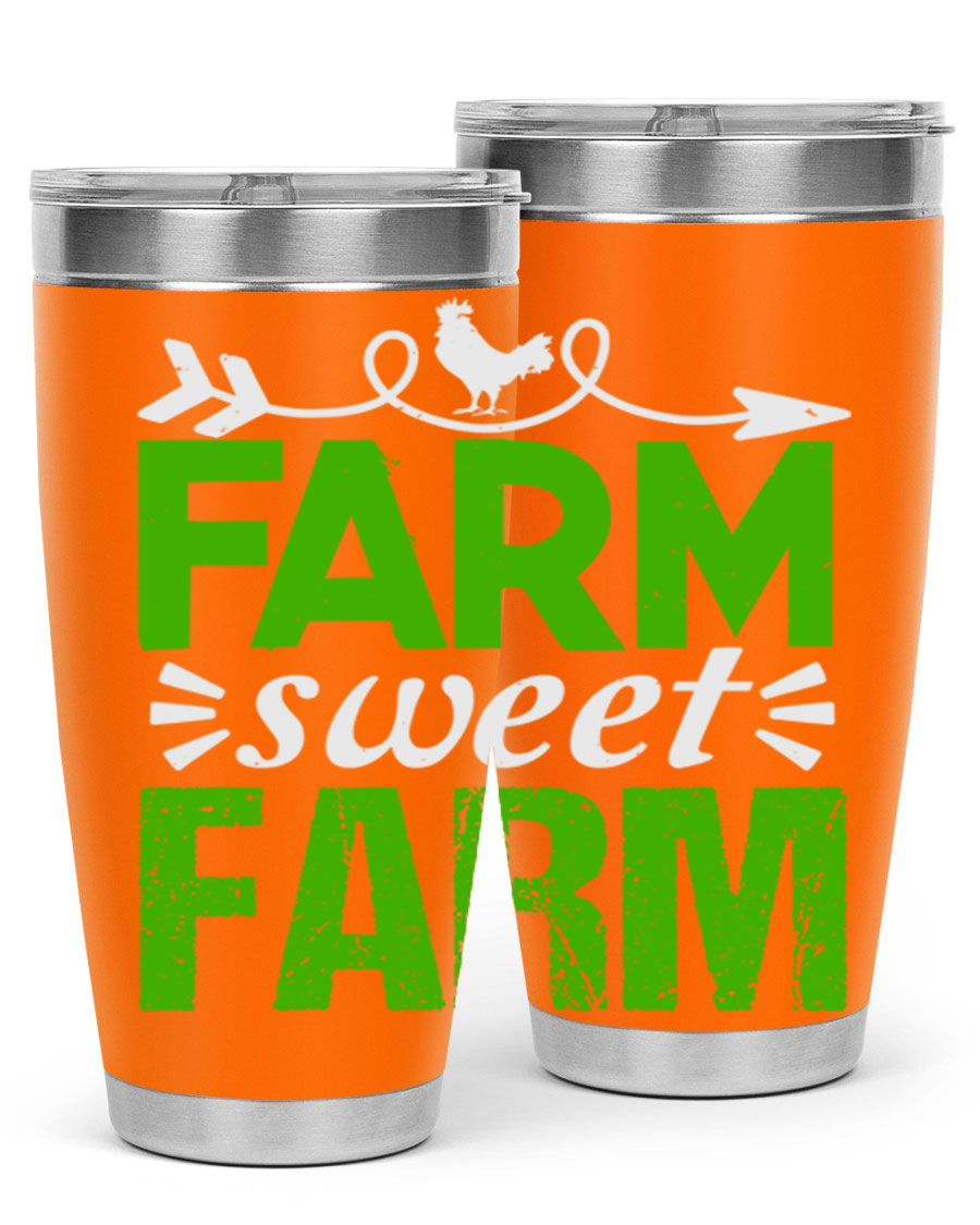 Farm Sweet Farm 67# Tumbler, a 20oz double wall vacuum stainless steel tumbler with a vibrant print, designed for hot and cold beverages.