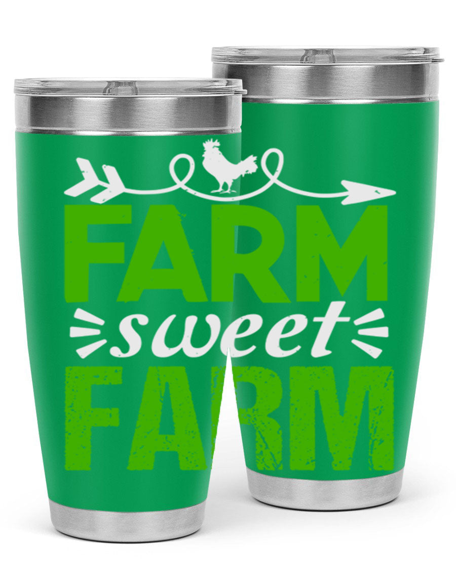 Farm Sweet Farm 67# Tumbler, a 20oz double wall vacuum stainless steel tumbler with a vibrant print, designed for hot and cold beverages.