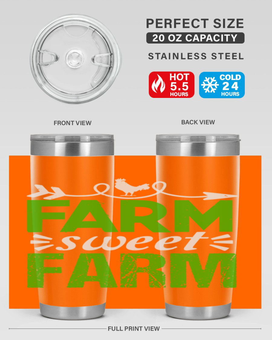 Farm Sweet Farm 67# Tumbler, a 20oz double wall vacuum stainless steel tumbler with a vibrant print, designed for hot and cold beverages.