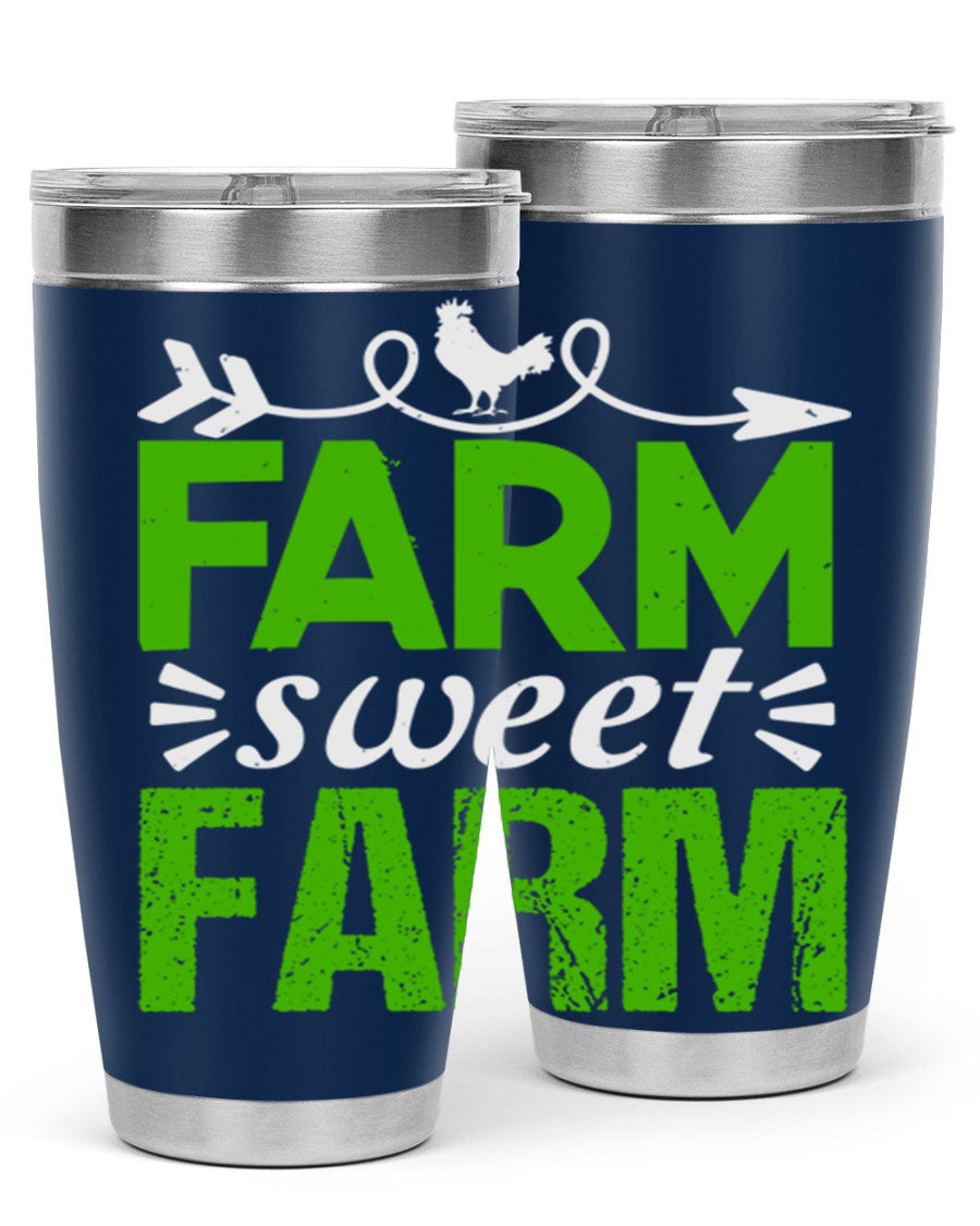 Farm Sweet Farm 67# Tumbler, a 20oz double wall vacuum stainless steel tumbler with a vibrant print, designed for hot and cold beverages.