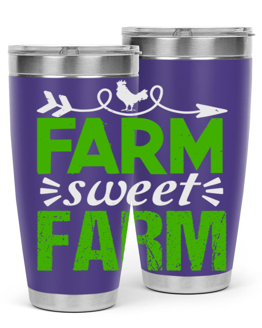 Farm Sweet Farm 67# Tumbler, a 20oz double wall vacuum stainless steel tumbler with a vibrant print, designed for hot and cold beverages.