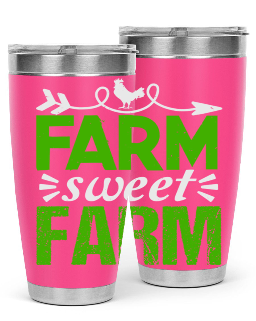 Farm Sweet Farm 67# Tumbler, a 20oz double wall vacuum stainless steel tumbler with a vibrant print, designed for hot and cold beverages.