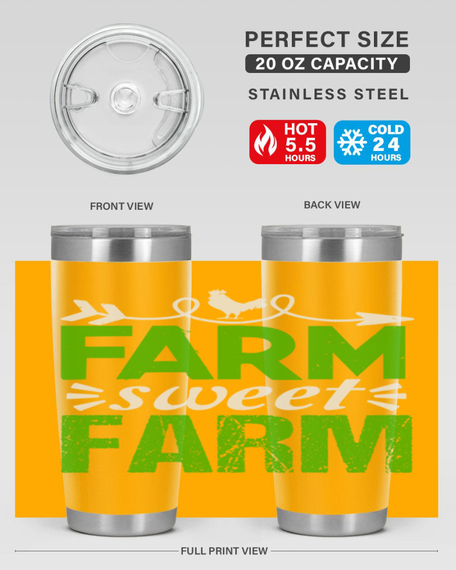 Farm Sweet Farm 67# Tumbler, a 20oz double wall vacuum stainless steel tumbler with a vibrant print, designed for hot and cold beverages.