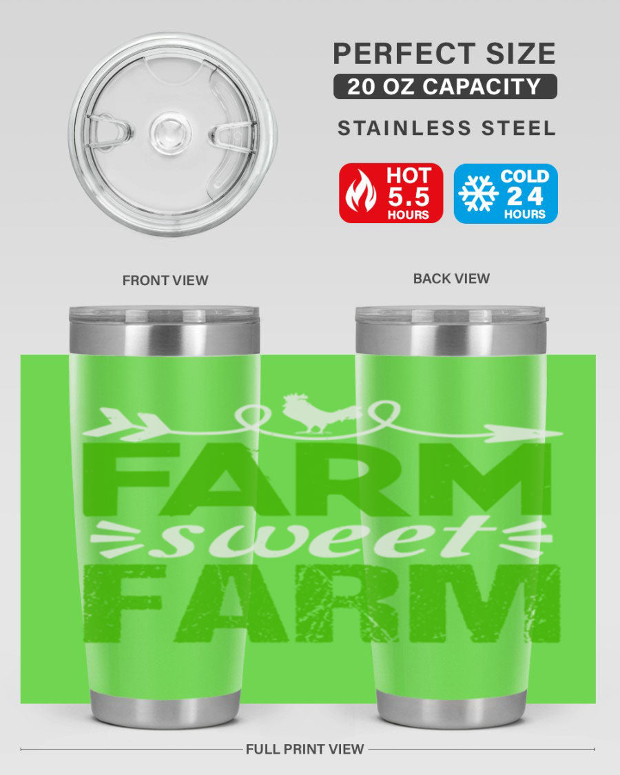 Farm Sweet Farm 67# Tumbler, a 20oz double wall vacuum stainless steel tumbler with a vibrant print, designed for hot and cold beverages.