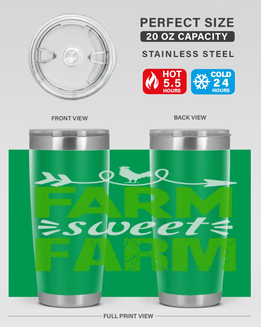Farm Sweet Farm 67# Tumbler, a 20oz double wall vacuum stainless steel tumbler with a vibrant print, designed for hot and cold beverages.
