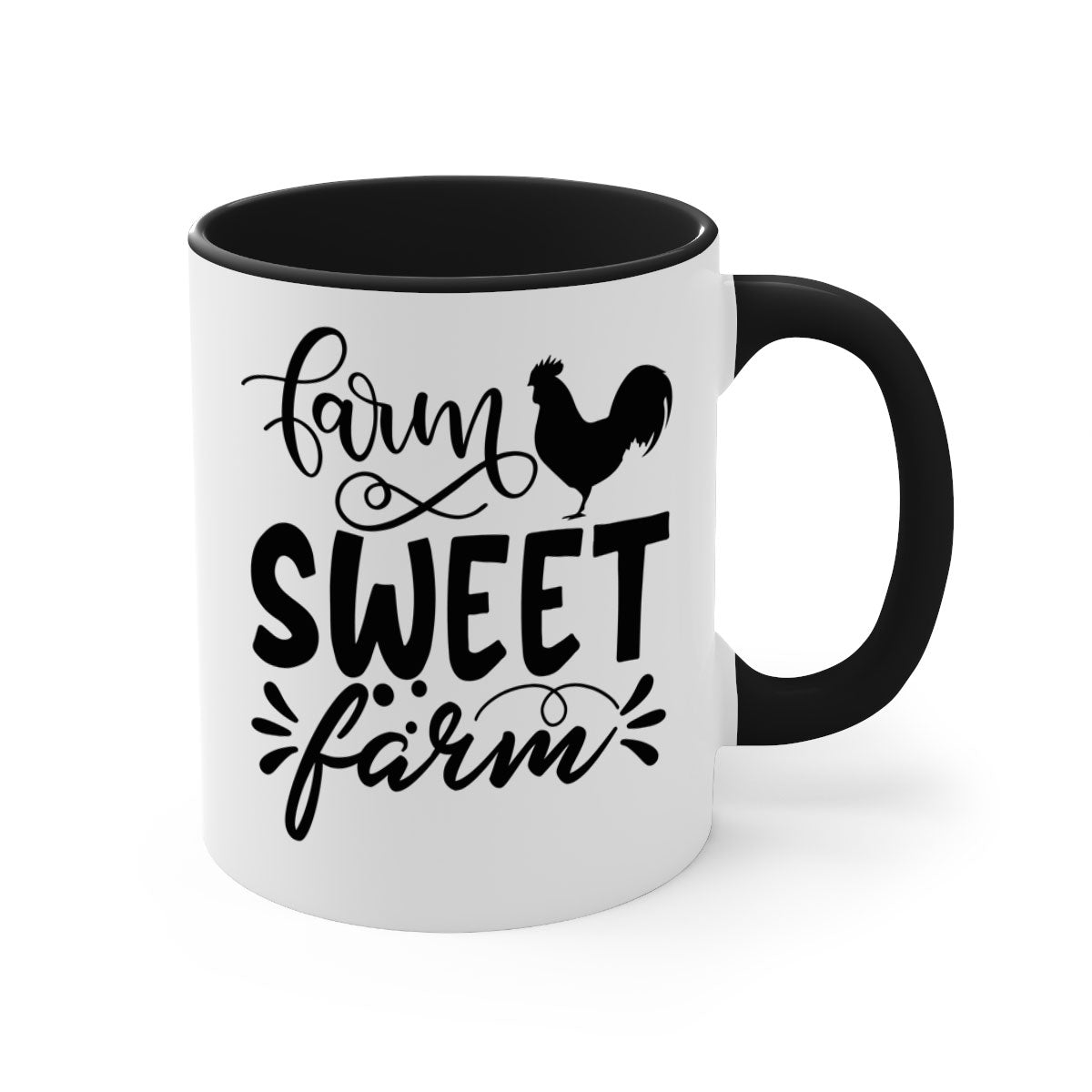 Farm Sweet Farm 99# Kitchen Mug with colorful handle and glossy finish, available in multiple colors and sizes.