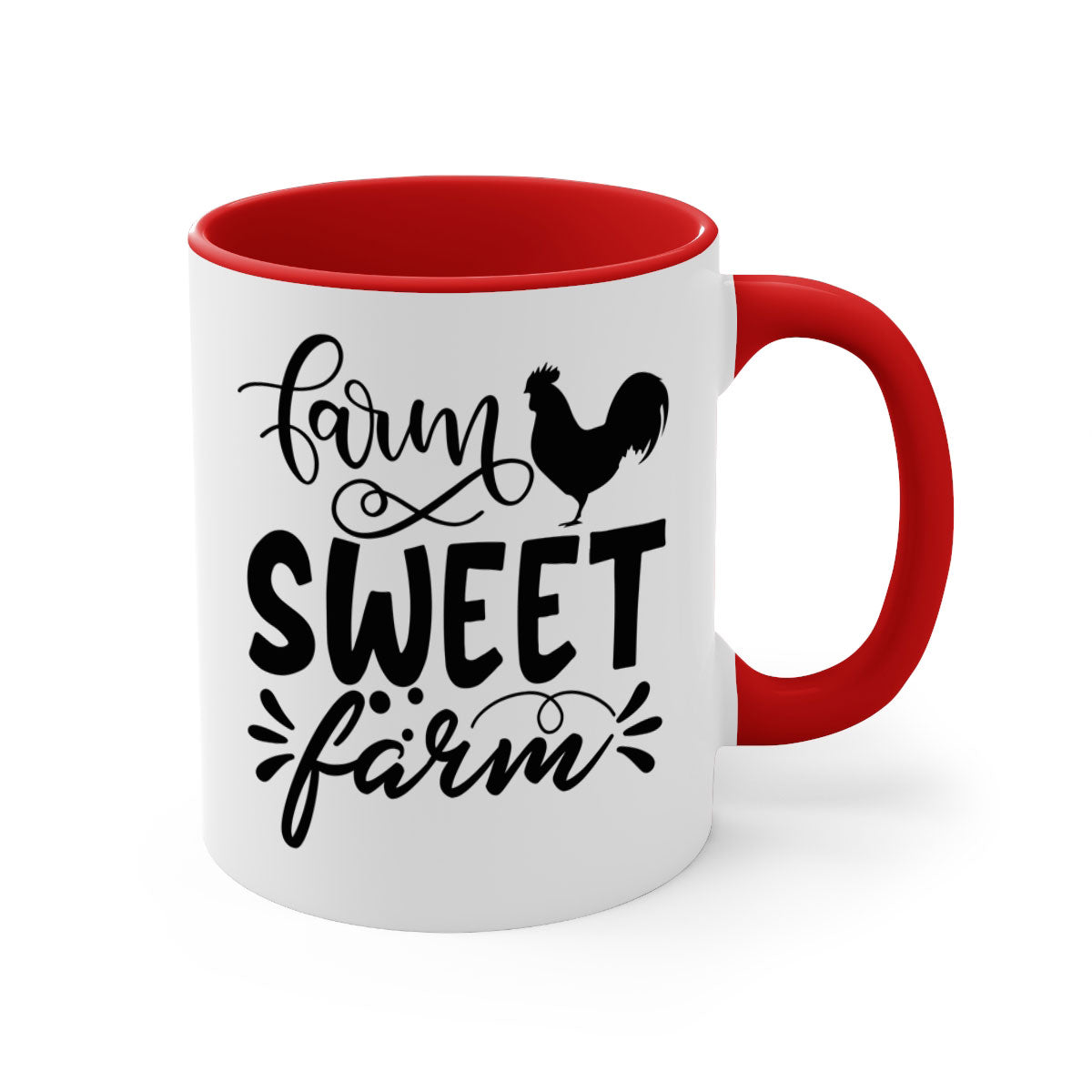Farm Sweet Farm 99# Kitchen Mug with colorful handle and glossy finish, available in multiple colors and sizes.