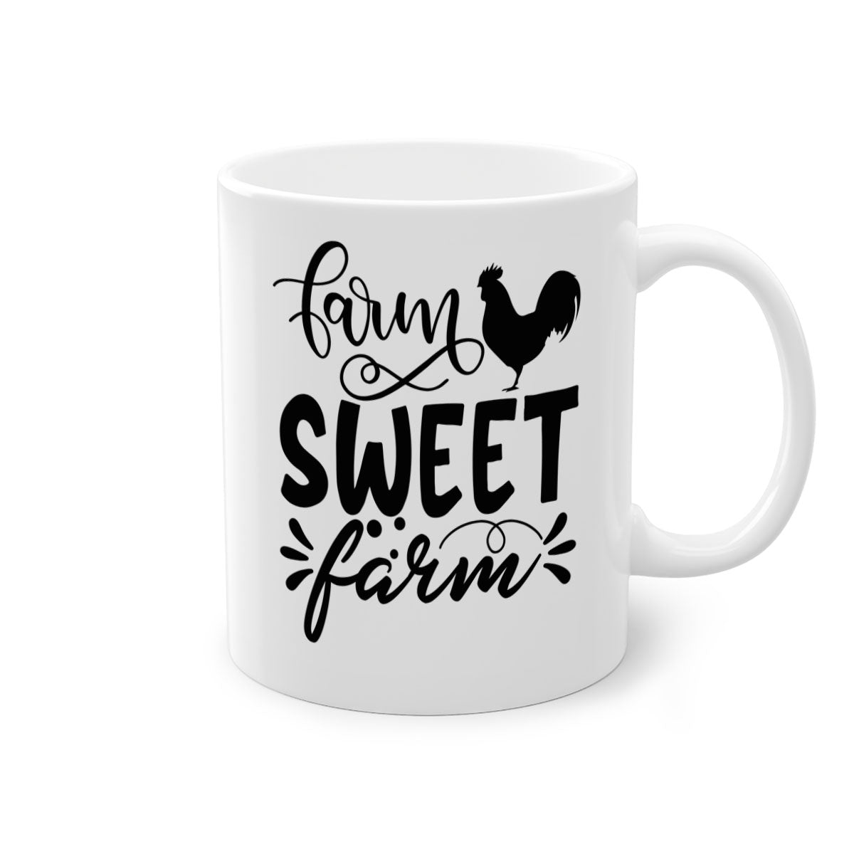 Farm Sweet Farm 99# Kitchen Mug with colorful handle and glossy finish, available in multiple colors and sizes.