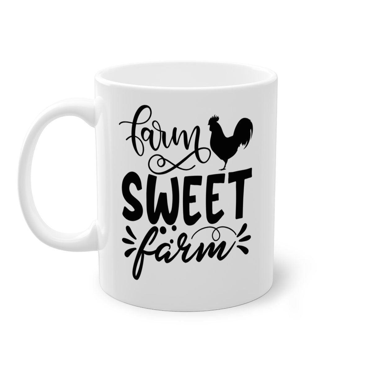 Farm Sweet Farm 99# Kitchen Mug with colorful handle and glossy finish, available in multiple colors and sizes.