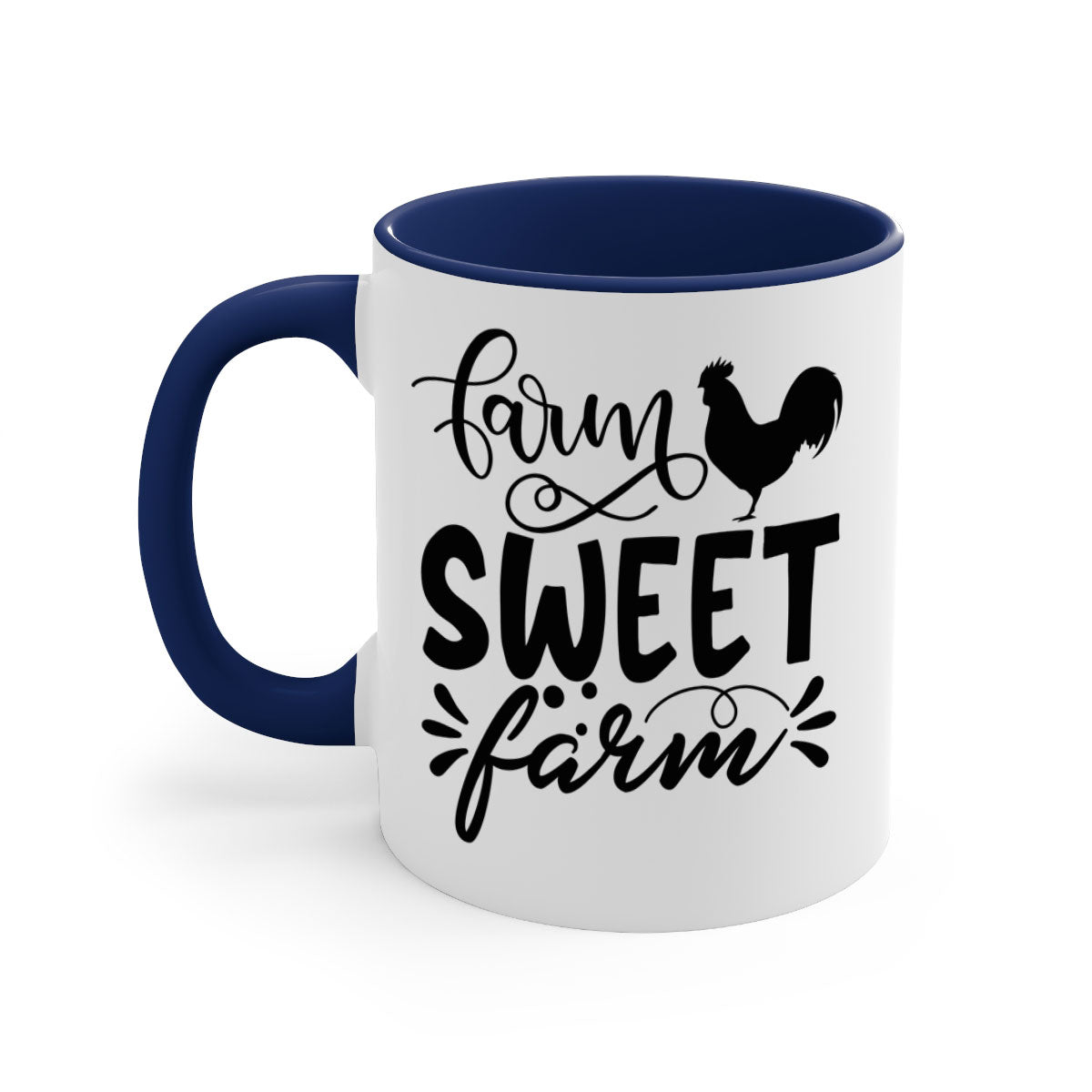 Farm Sweet Farm 99# Kitchen Mug with colorful handle and glossy finish, available in multiple colors and sizes.