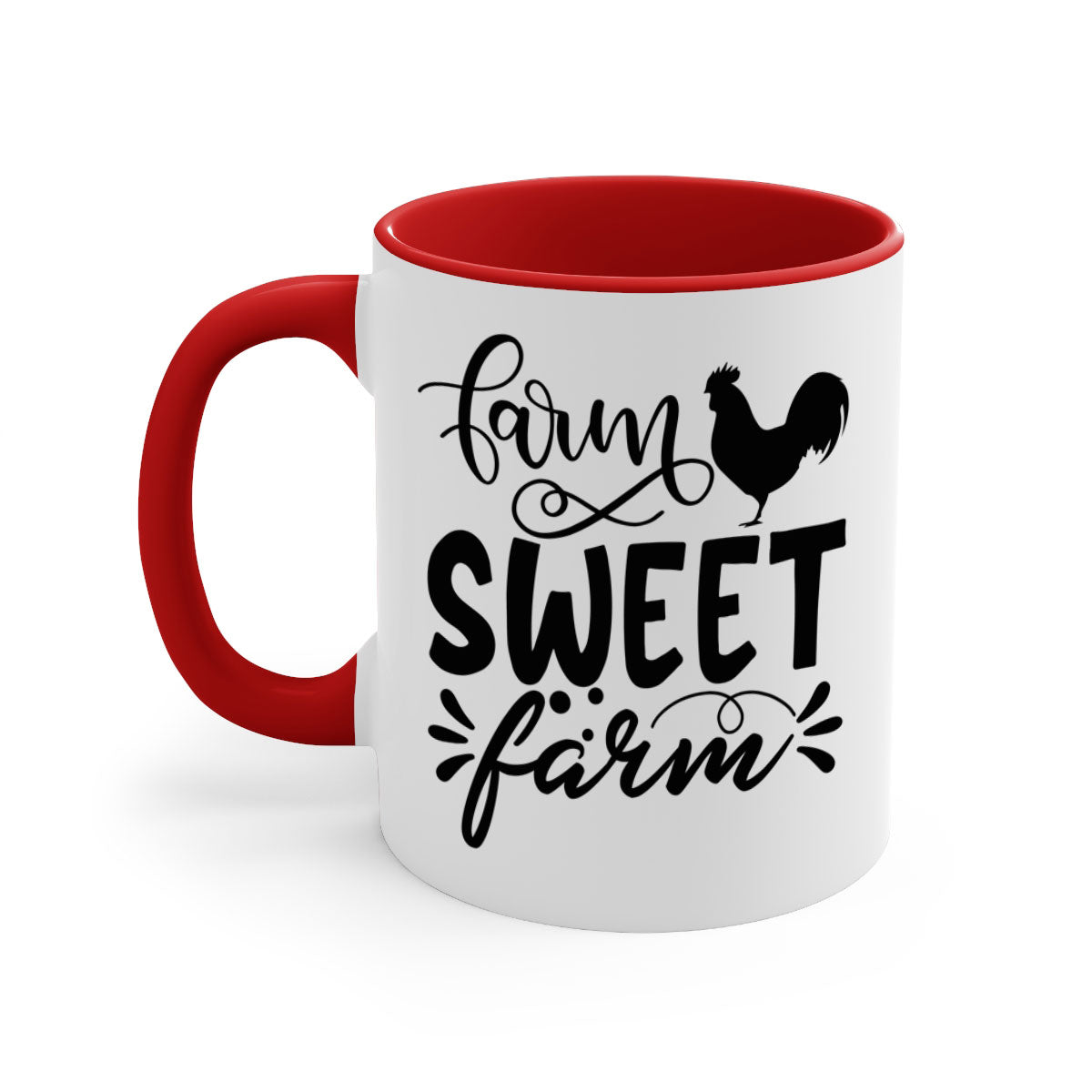 Farm Sweet Farm 99# Kitchen Mug with colorful handle and glossy finish, available in multiple colors and sizes.