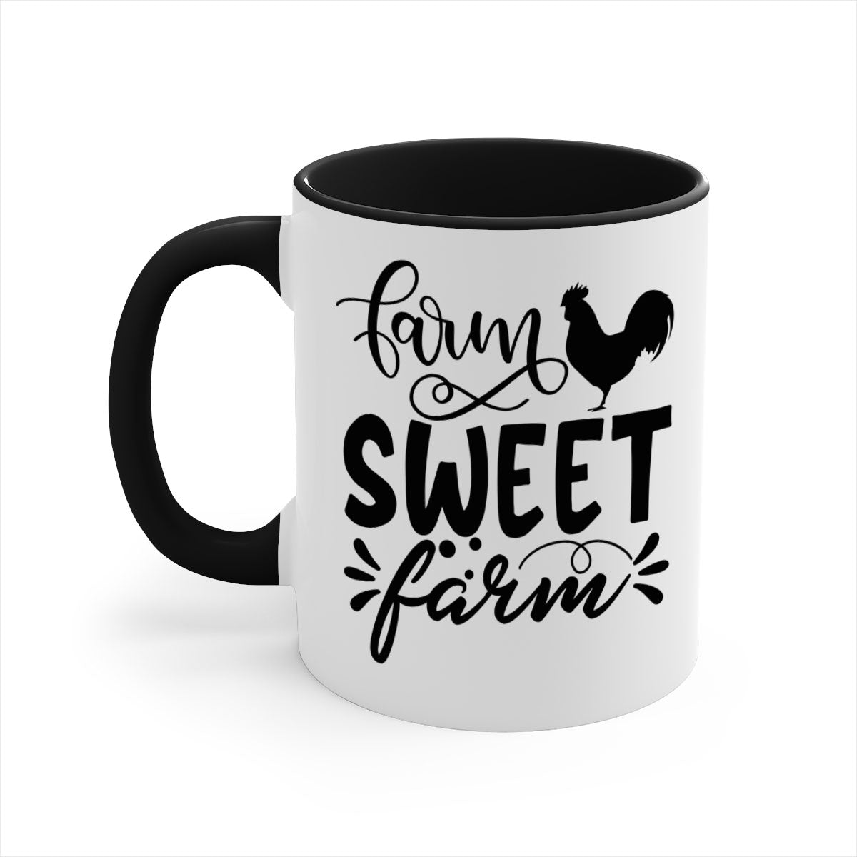 Farm Sweet Farm 99# Kitchen Mug with colorful handle and glossy finish, available in multiple colors and sizes.