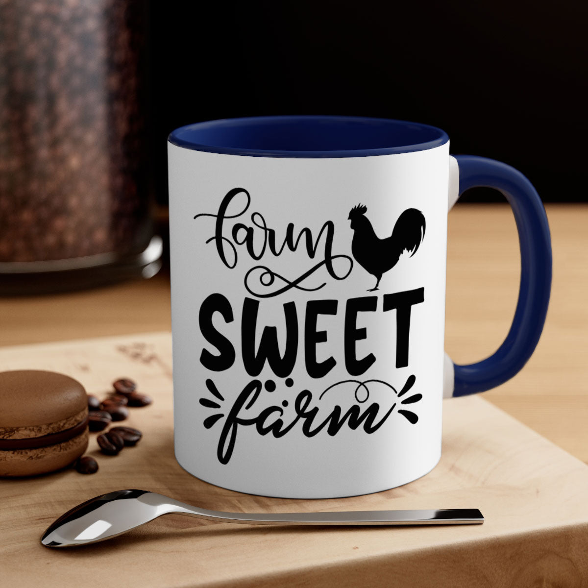 Farm Sweet Farm 99# Kitchen Mug with colorful handle and glossy finish, available in multiple colors and sizes.