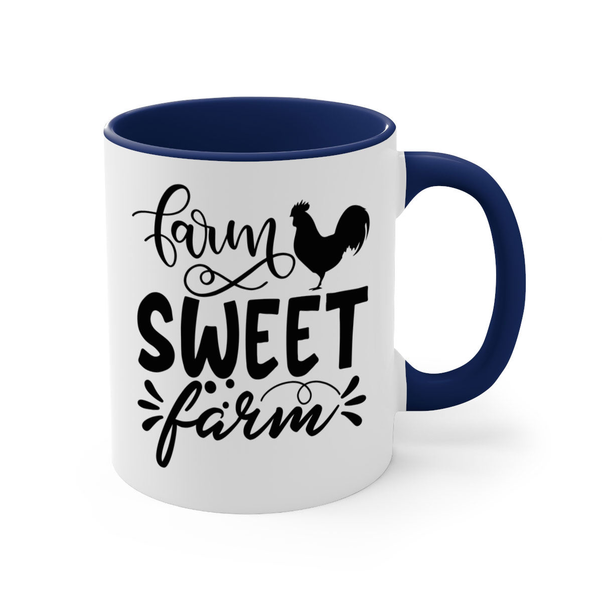 Farm Sweet Farm 99# Kitchen Mug with colorful handle and glossy finish, available in multiple colors and sizes.