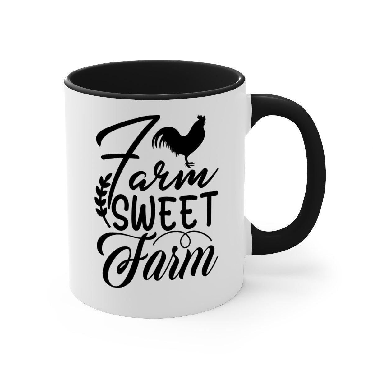 Farm Sweet Farm 98# Kitchen Mug with colored handle and glossy finish, available in multiple colors and sizes.