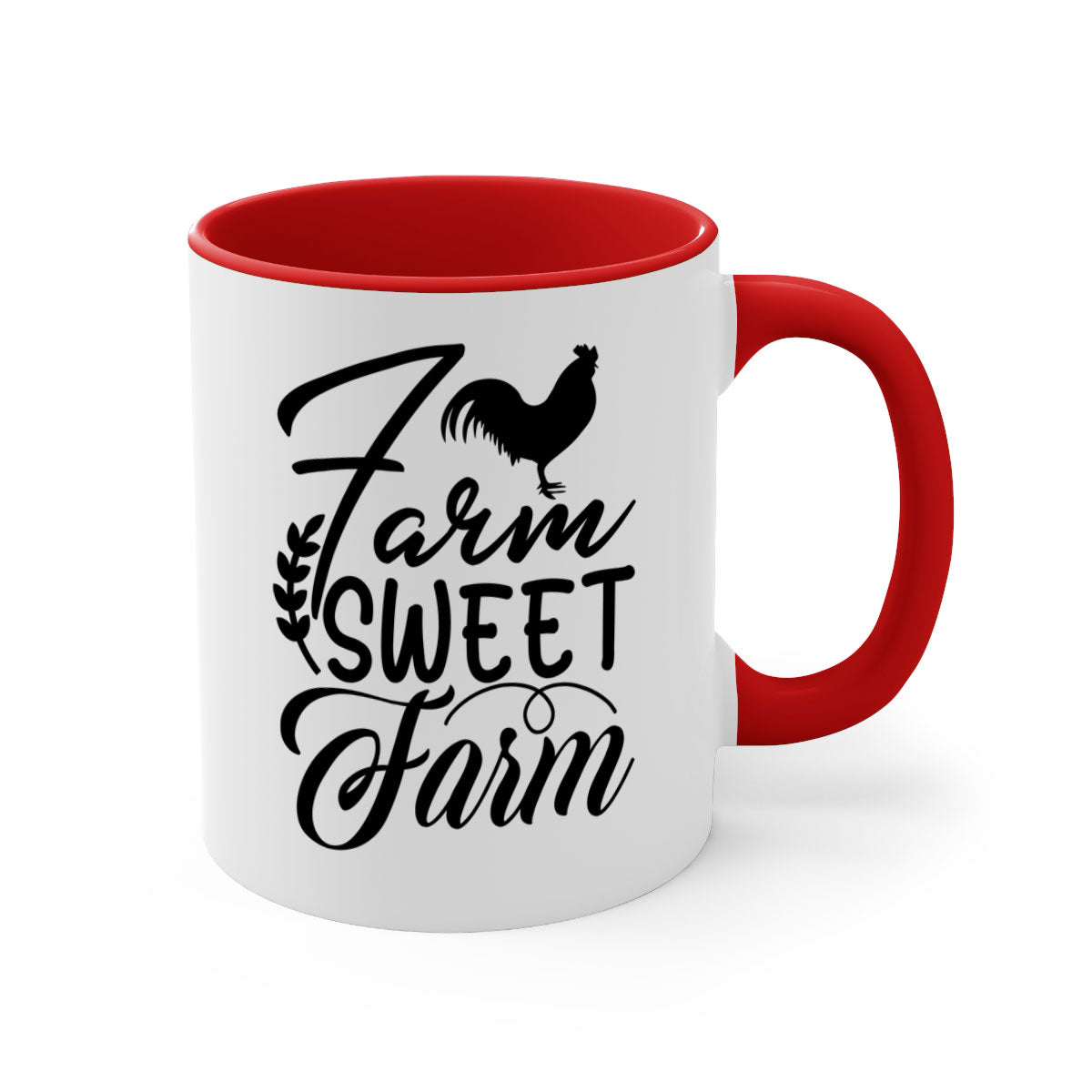 Farm Sweet Farm 98# Kitchen Mug with colored handle and glossy finish, available in multiple colors and sizes.