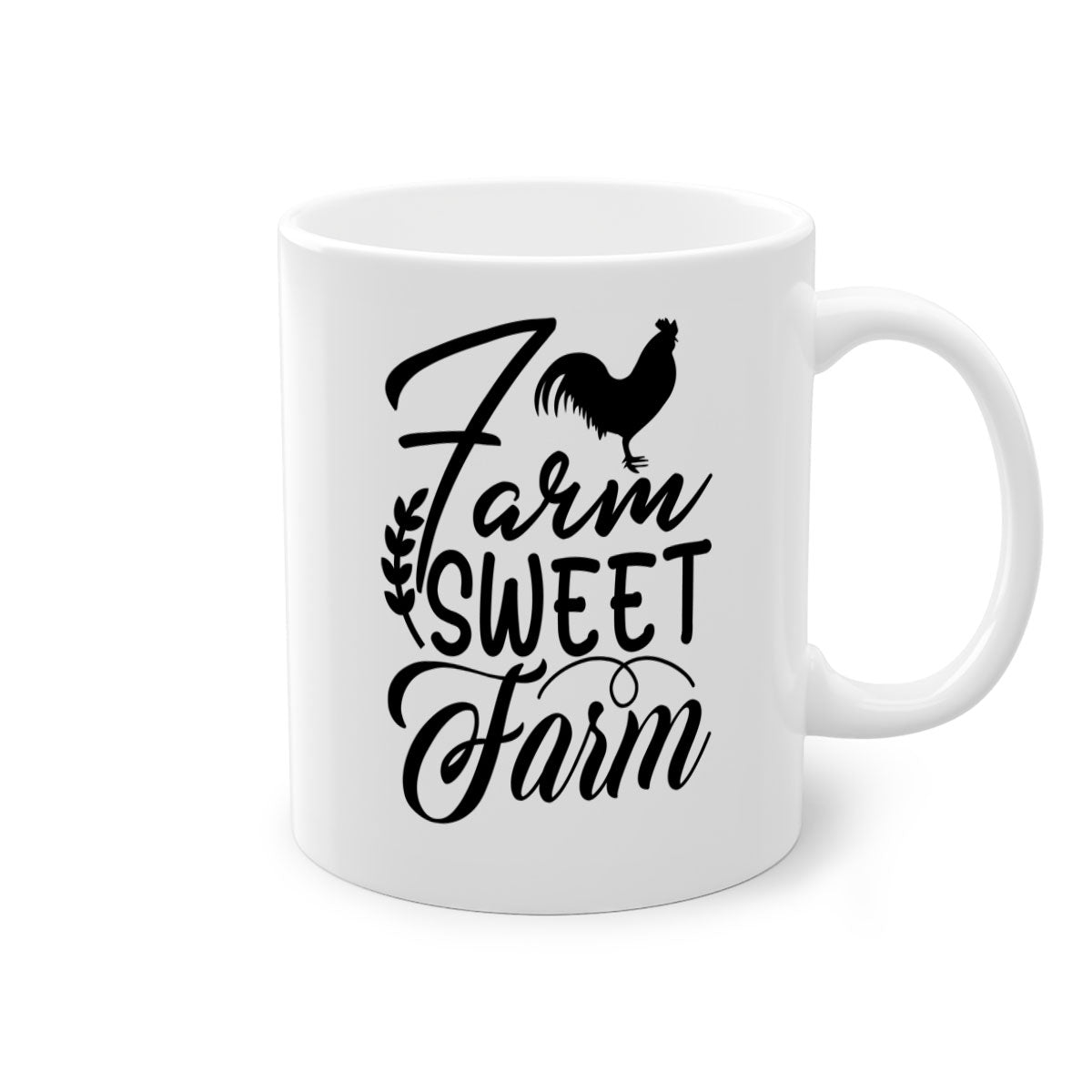 Farm Sweet Farm 98# Kitchen Mug with colored handle and glossy finish, available in multiple colors and sizes.