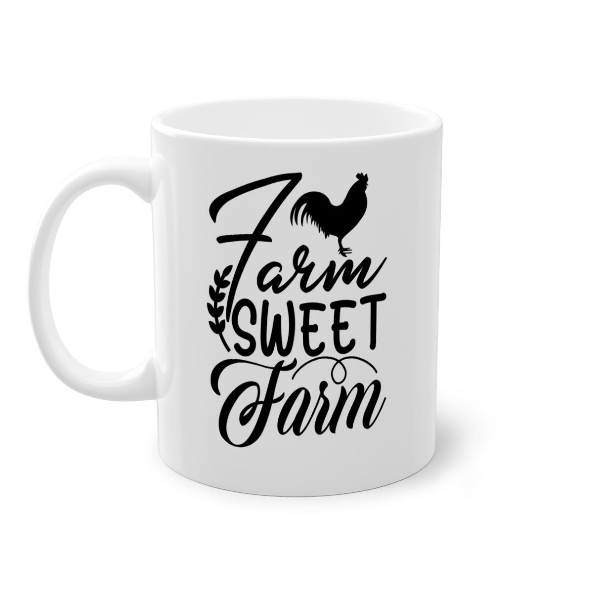 Farm Sweet Farm 98# Kitchen Mug with colored handle and glossy finish, available in multiple colors and sizes.