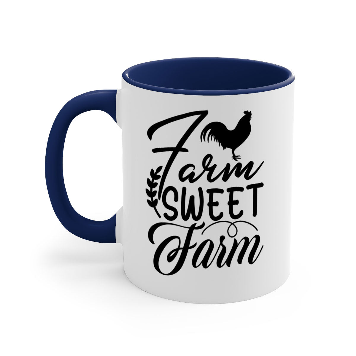 Farm Sweet Farm 98# Kitchen Mug with colored handle and glossy finish, available in multiple colors and sizes.