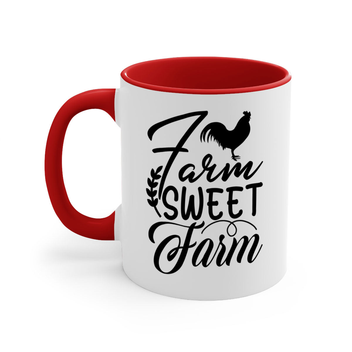 Farm Sweet Farm 98# Kitchen Mug with colored handle and glossy finish, available in multiple colors and sizes.