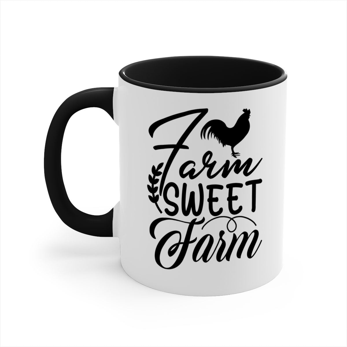 Farm Sweet Farm 98# Kitchen Mug with colored handle and glossy finish, available in multiple colors and sizes.
