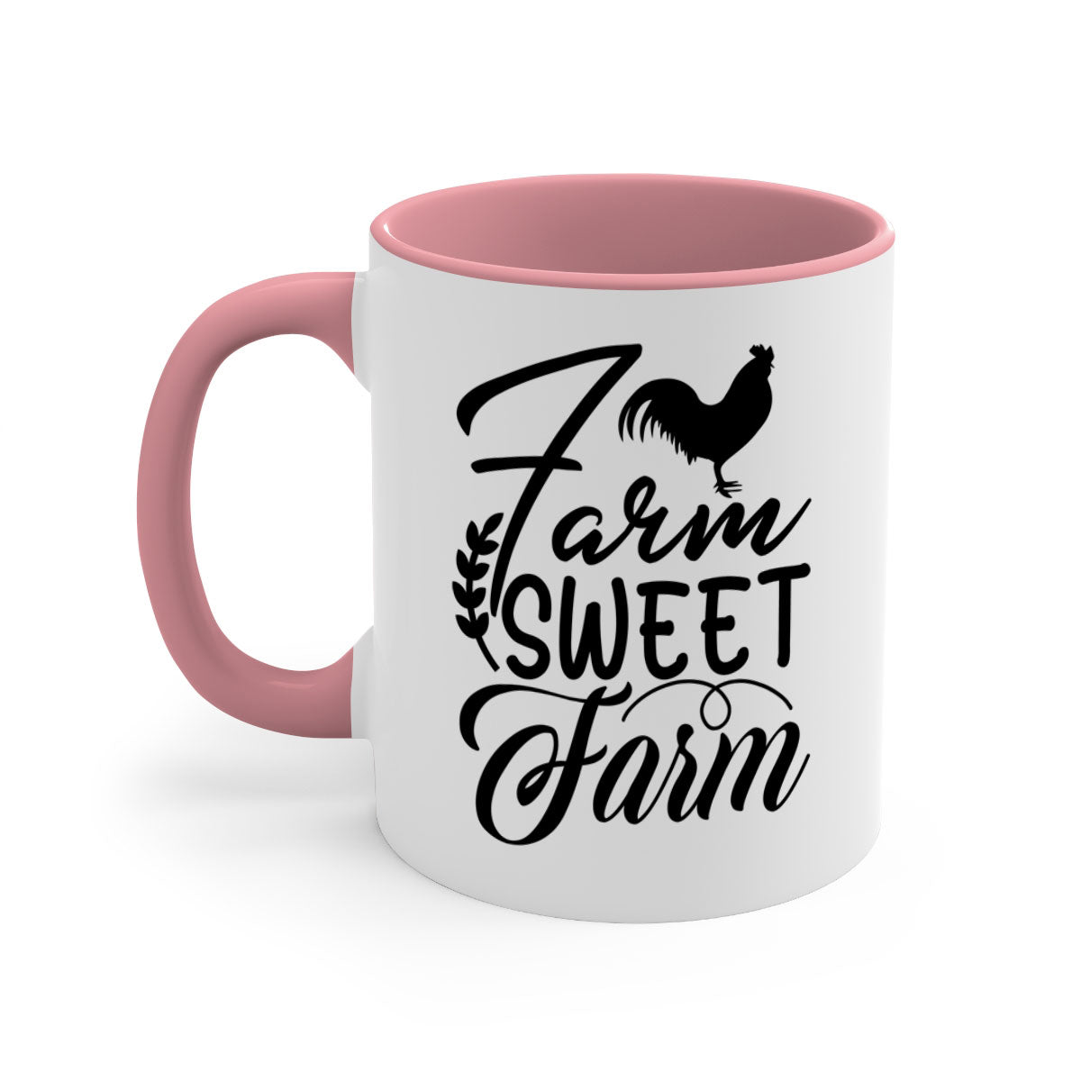 Farm Sweet Farm 98# Kitchen Mug with colored handle and glossy finish, available in multiple colors and sizes.