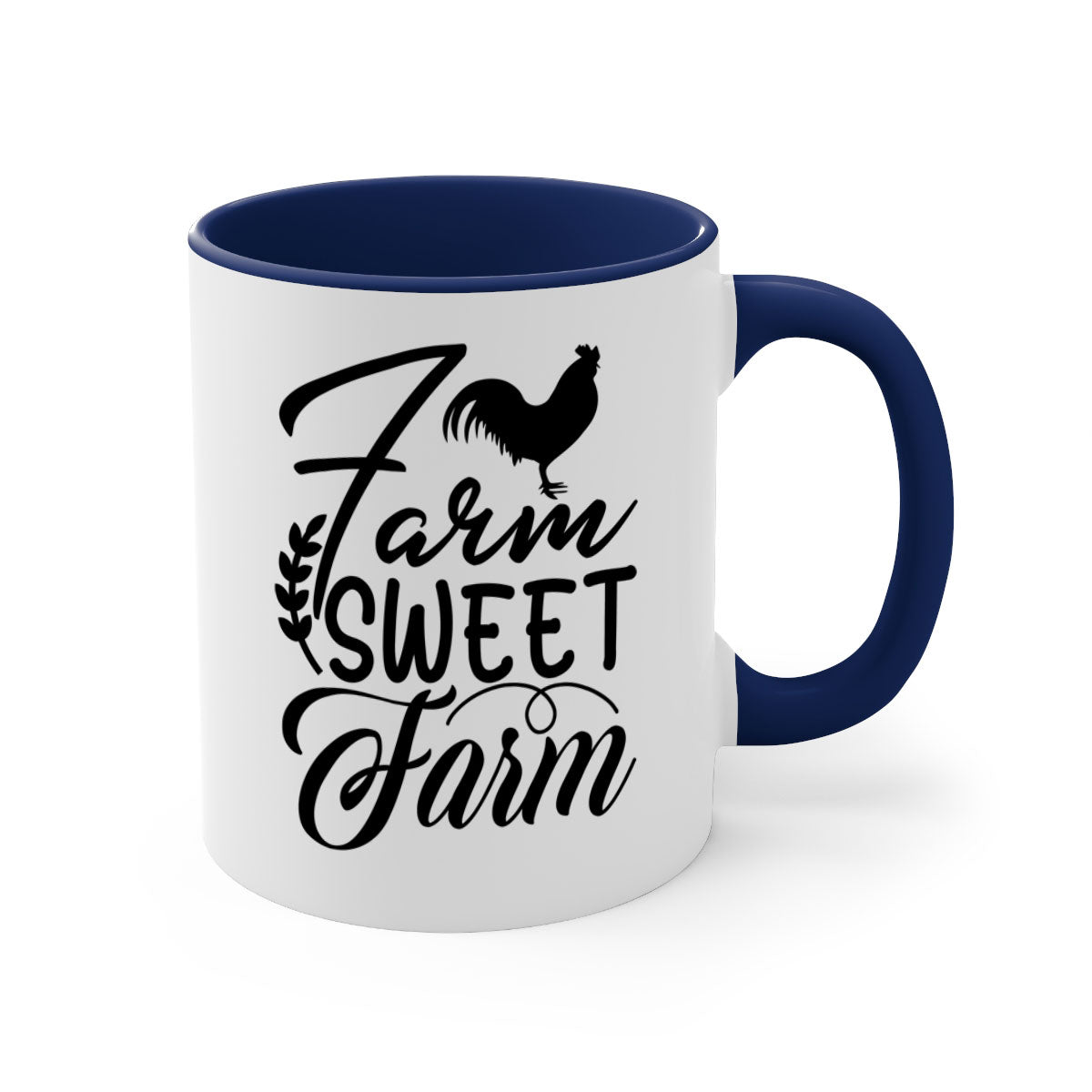 Farm Sweet Farm 98# Kitchen Mug with colored handle and glossy finish, available in multiple colors and sizes.